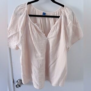 Old Navy gauze top with white embroidery